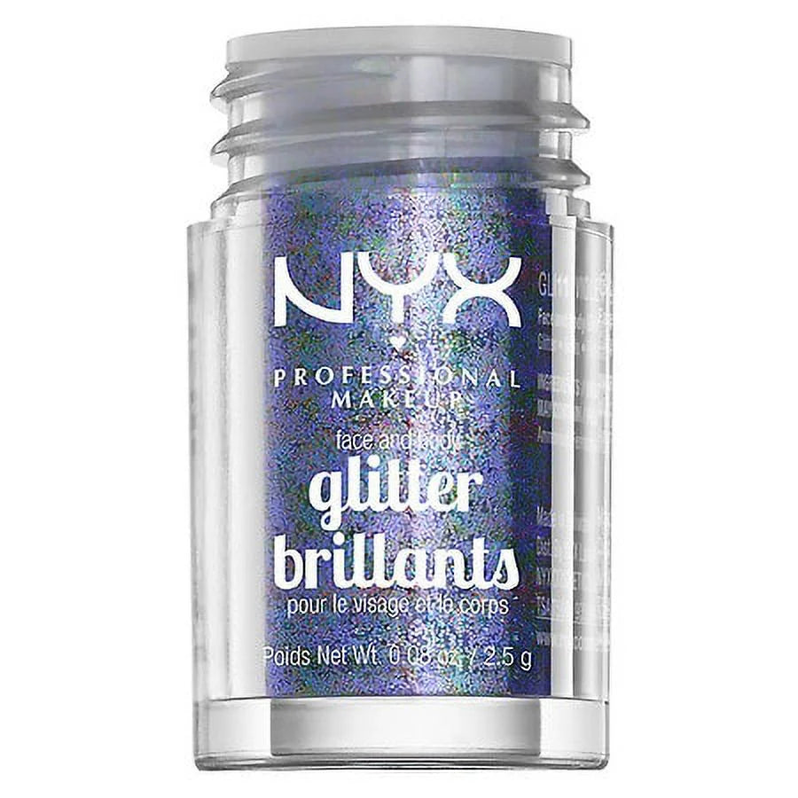 NYX Professional Makeup Face & Body Glitter; Violet 0.08 oz Pack of 2