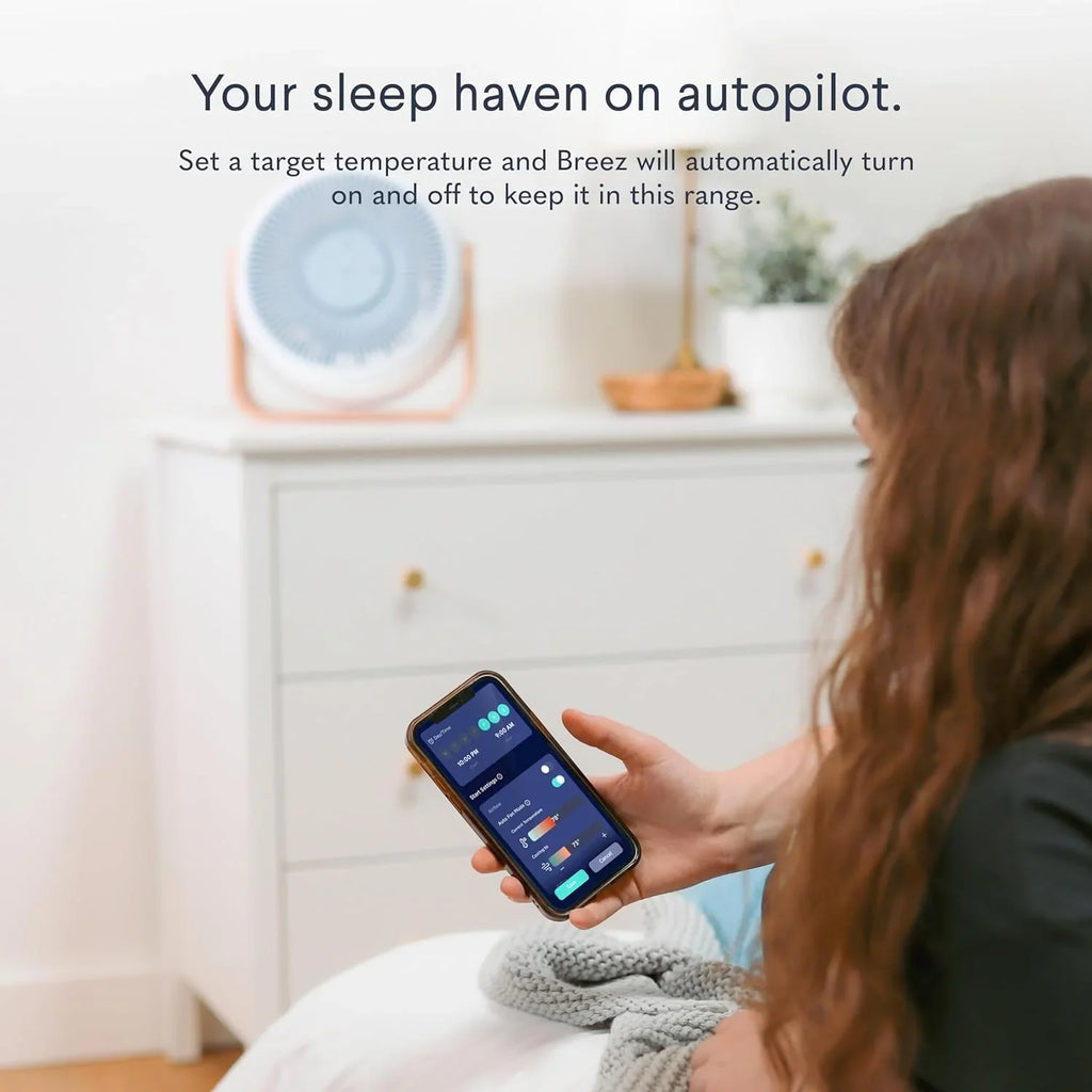 WAGEE Breez 2-in-1 Smart Bedroom Table Exhaust & White Noise Apparatus - Smooth; Powerful Air - Adjustable White Noise - Remote Control; Scheduling; & Smart Features via App