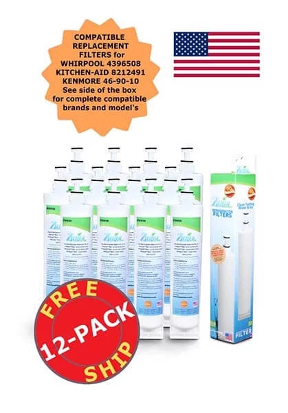 ZUMA Brand ; and Ice Filter ; Model # OPFW-RF300 ; Compatible with Whirlpool® 8212491 - 12 Pack - Made in U.S.A.