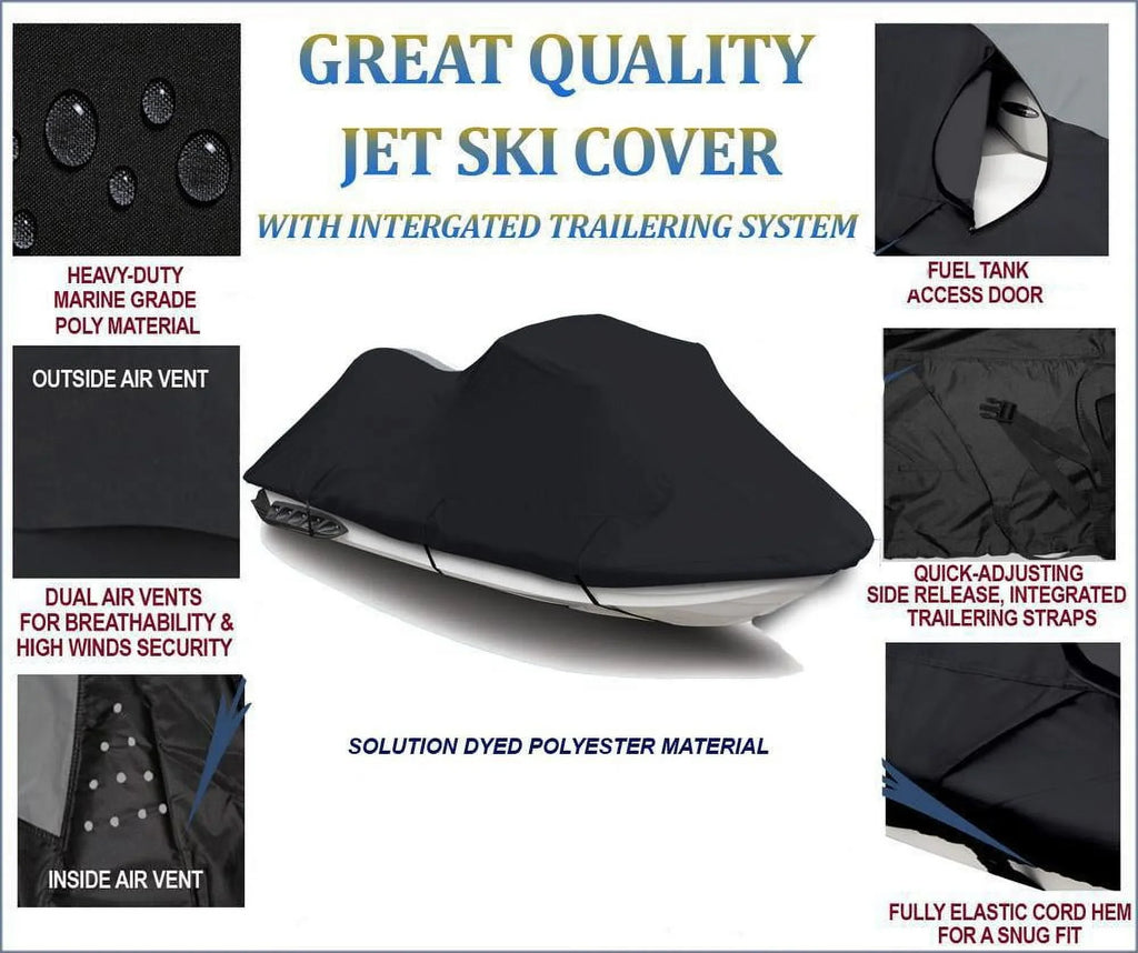 BLACK TOP OF THE LINE JET SKI Cover Compatible for Sea Doo Sea-Doo Bombardier Jet Ski Cover RXP 2004 2005 2006 2007 2008; RXP-X 2007 2008 2009