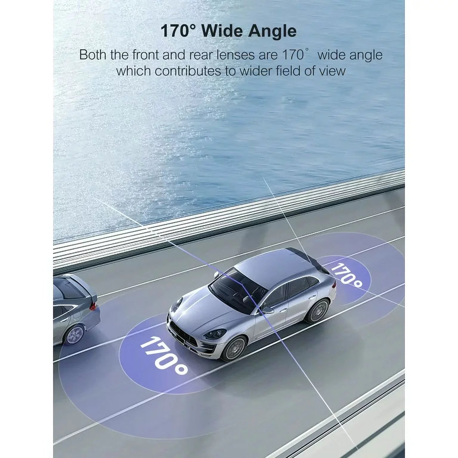 Dash Cam Front Rear; 1080P Dash Camera for Cars; 3” IPS Screen; External GPS Supported; 170°Wide Angle