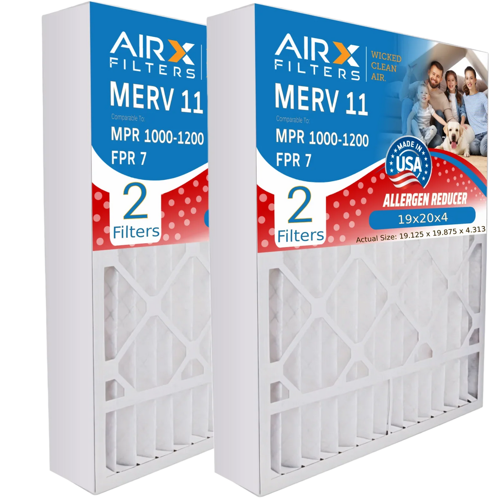 19x20x4 Air Filter MERV 11 Comparable to MPR 1000; MPR 1200 & FPR 7 Compatible with Bryant Carrier FNCCAB0021 FILXXFNC-0021 USA Made 19x20x4 Furnace Filter 2 Pack by AIRX FILTERS WICKED CLEAN AIR.