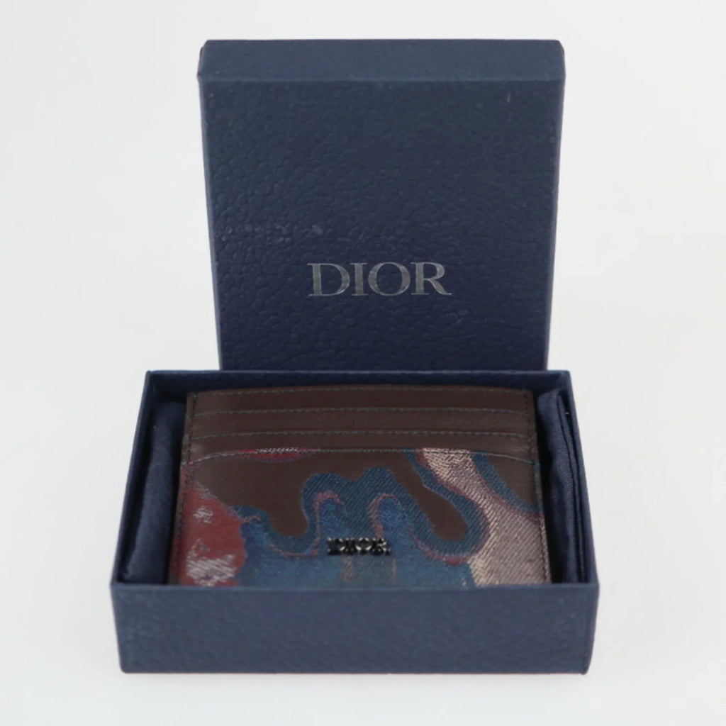 Pre-Owned Christian Dior Dior Card Case 2ESCH135UCN Calf Leather Marron Brown Series Multicolor Camouflage Pattern Business Holder (Like New)