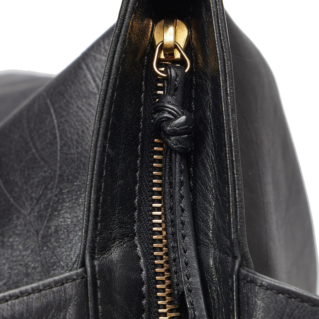 Pre-Owned Authenticated Chanel CC Tote Lambskin Leather Black Tote Bag Unisex (Good)