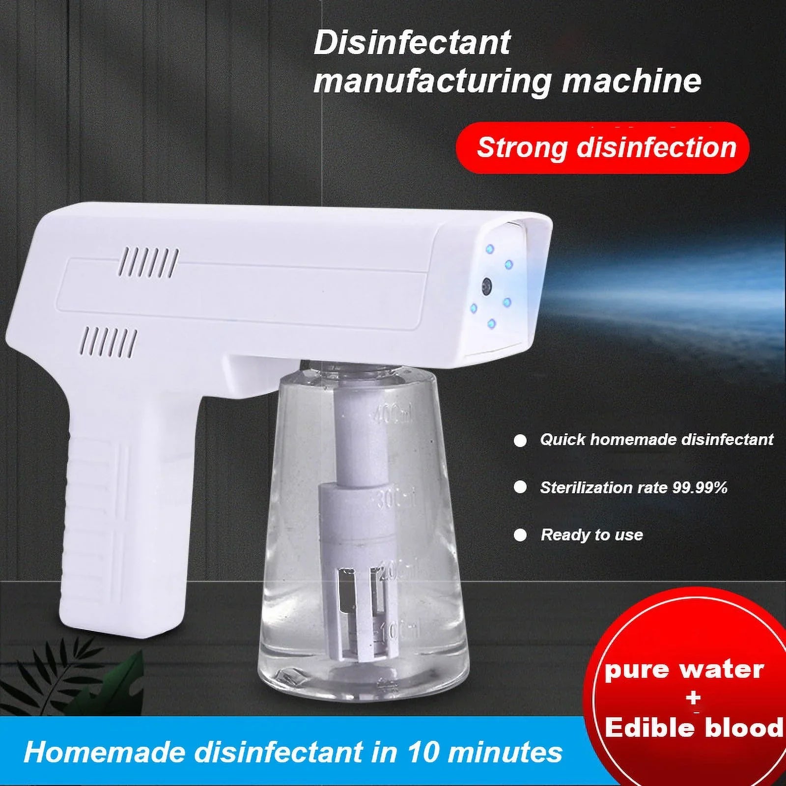 3-in-1 Disinfectant Maker; Electrolysis NaClO Generator; and Blue Light Disinfection Apply Gun