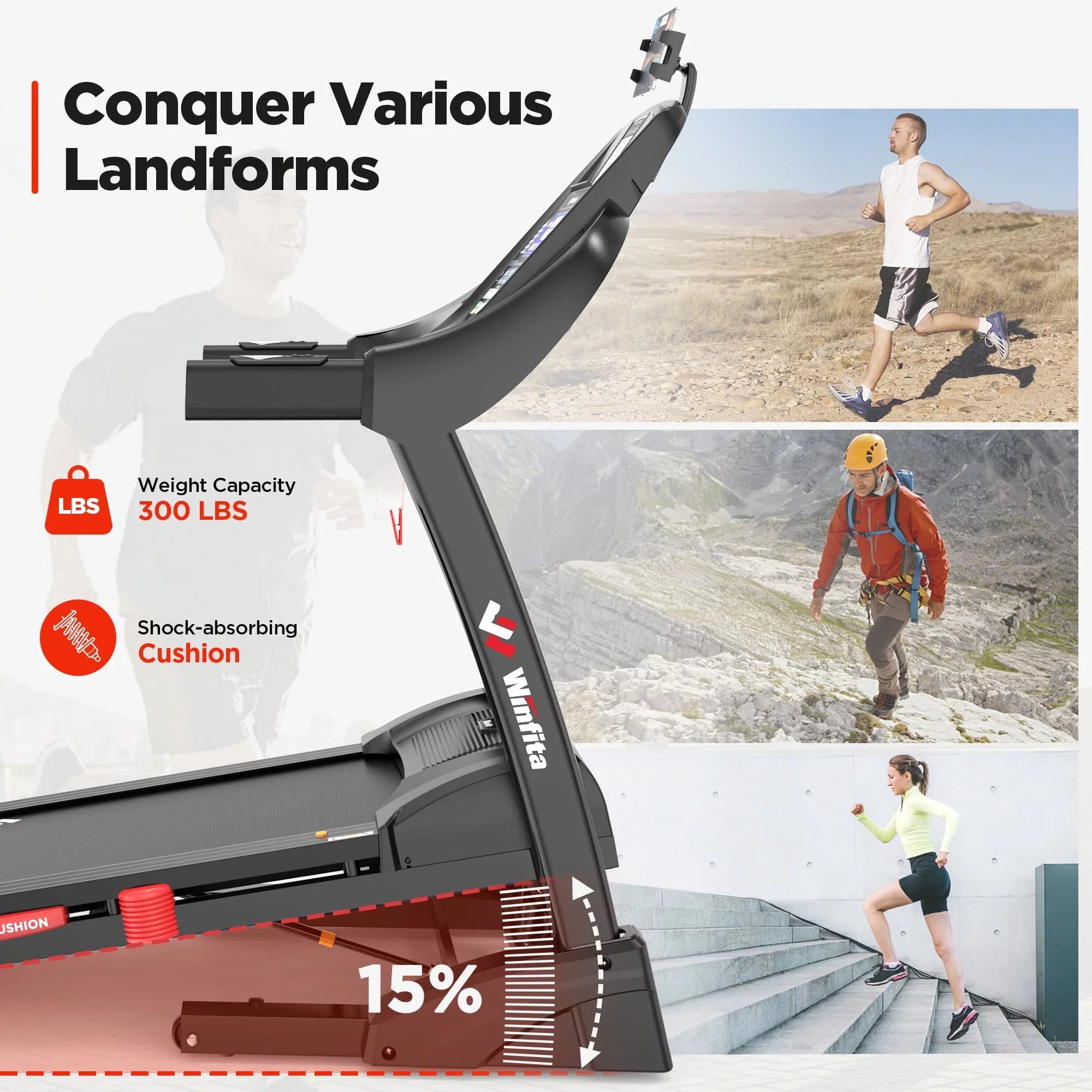 Famistar 4.5HP Folding Treadmill Clearance for Home with 15% Auto Incline 300 LBS Capacity Up to 10MPH Speed Running System
