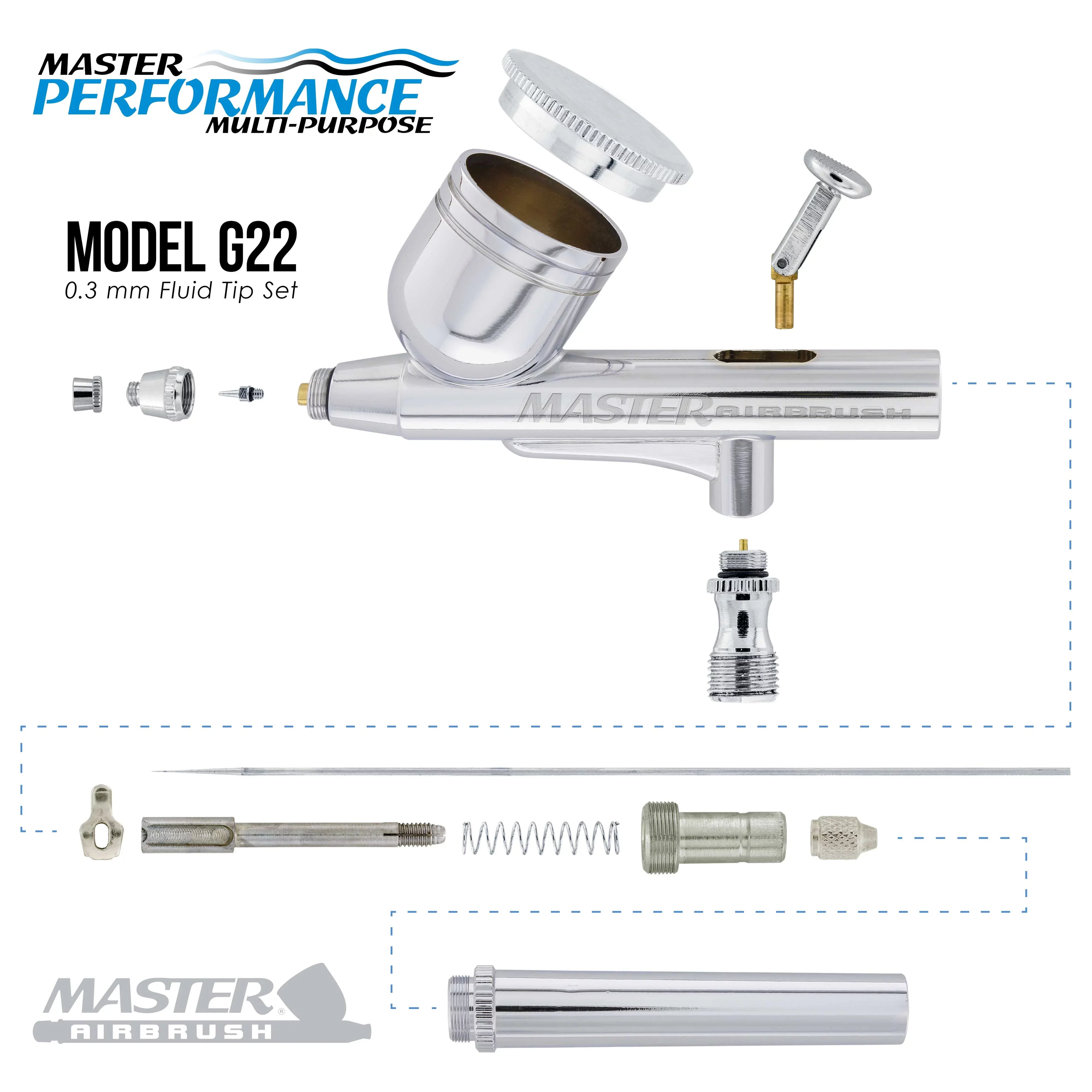 Master Airbrush Dual Exhaust Air Storage Tank Compressor Kit with Gravity Feed Airbrush; 6 Color Acrylic Paint Artist Set