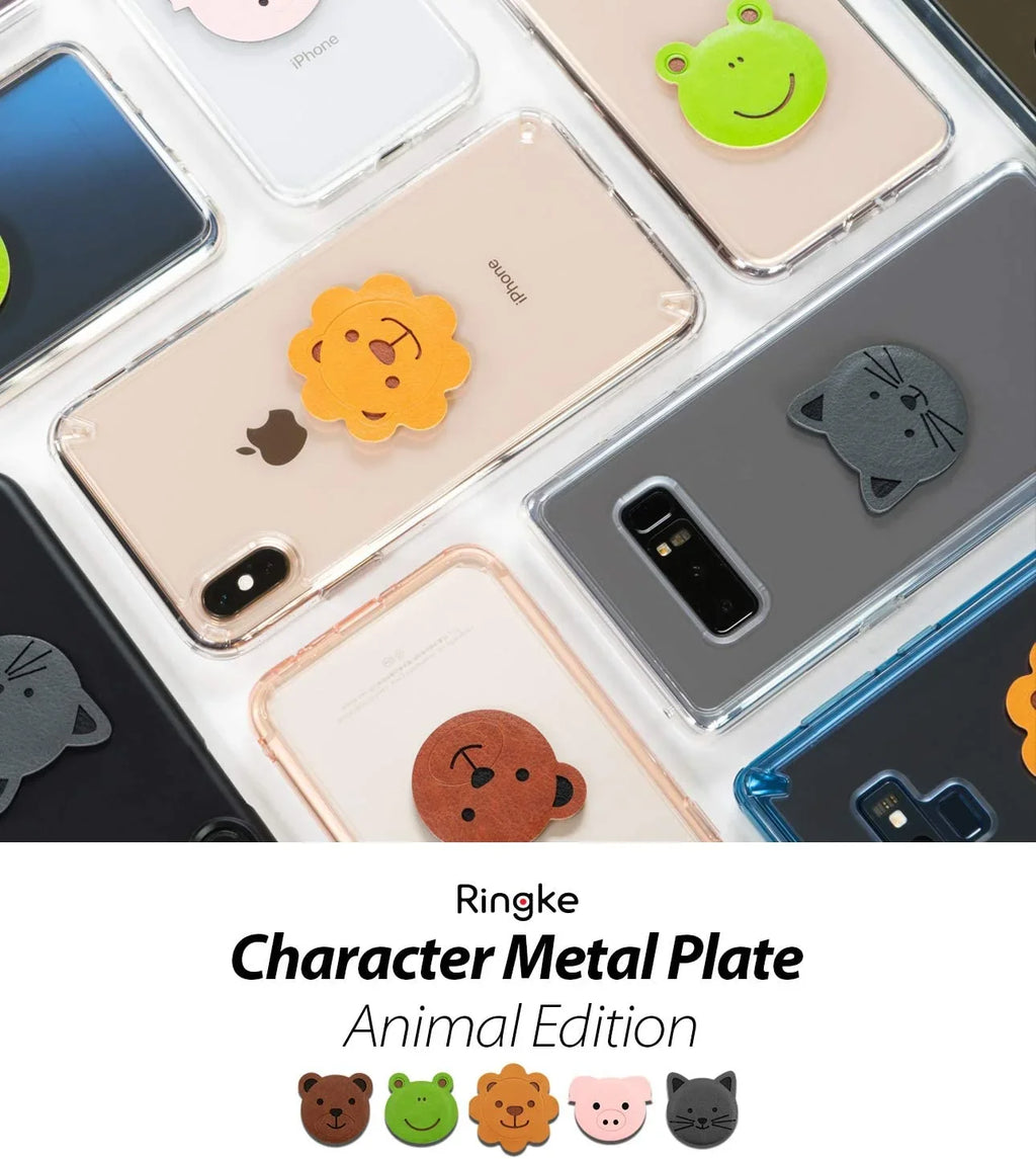 Ringke Magnetic Character Metal Plate Kit - Animal Edition (5 Pack; 1 Each) with 3M Adhesive Pad Compatible with Magnet Phone Car Mount Holder for Smartphone; iPad; Tablet; and Other Devices