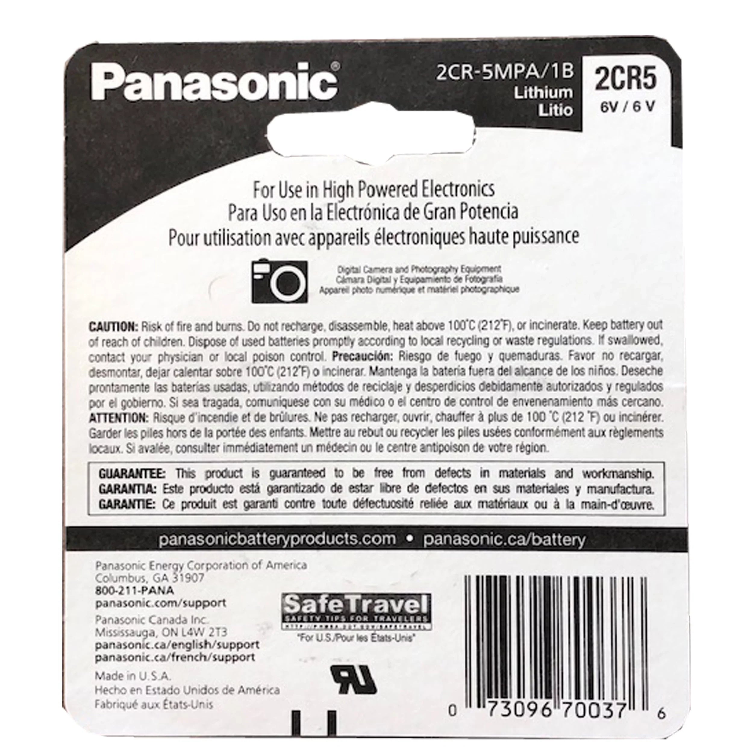 5x Panasonic 6V 2CR5 Photo Lithium Battery Compatible with RL2CR5-1; XLDL223AB