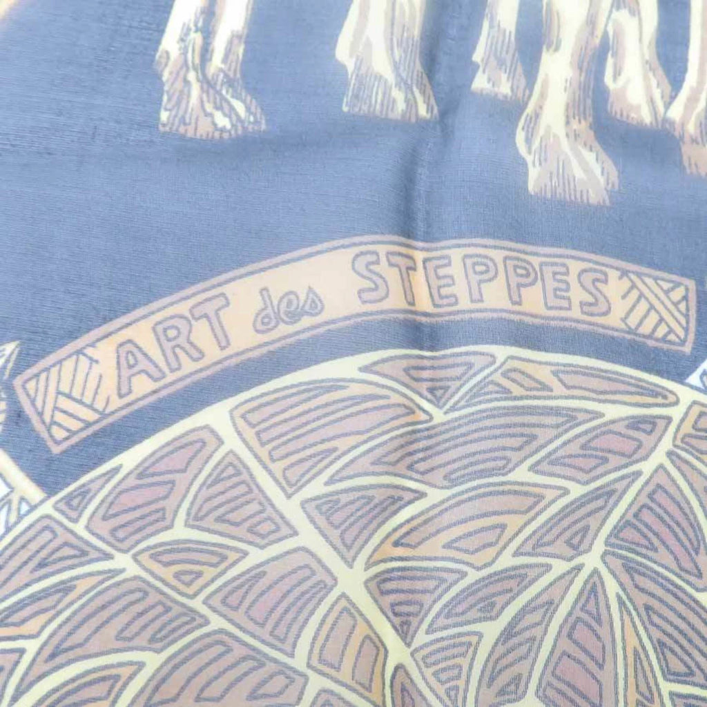 Pre-Owned Hermes HERMES Scarf ART des STEPES Step Art/Estimated Silk Black x Multicolor Unisex (Good)