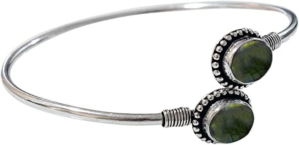 Handmade Cuff Bracelet For Women; Bohemian Tribal Design Silver Plated Natural labradorite Gemstone Modern Designer Fashion Bracelet; Party Boho Jewellery