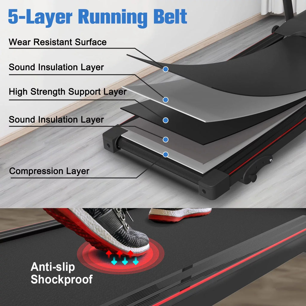 Relife Sports Foldable Treadmill with Incline 220lbs Walking Pad; 0.5-7.5mph; Black