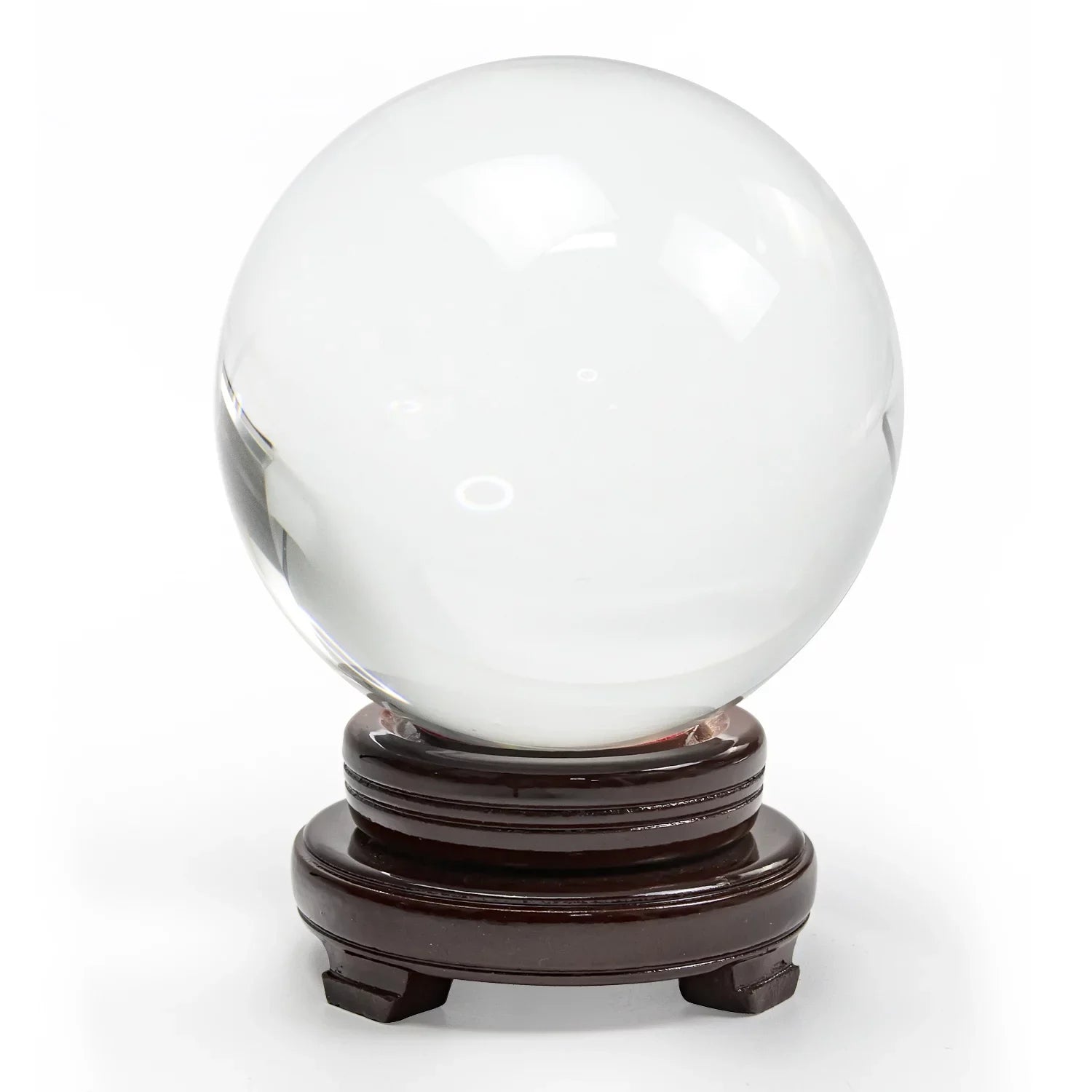 bimiti 5.9" Clear Crystal Glass Ball; 150mm Large Glass Marbles Sphere Magic Witch Ball with Wood Stand for Gift