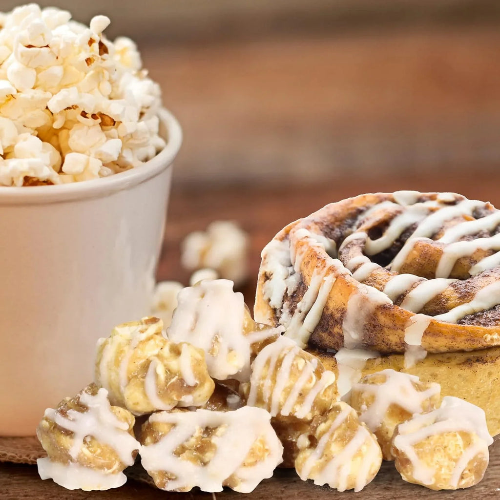 Grmet Cinnamon Swirl Popcorn By Its Delish; 1 Lb Bulk Bag; – Festive Caramel Air Popped Sweet Crunchy Popcorn With White Glaze Corn Snack; Parties – Gluten Free; Vegan; Kosher