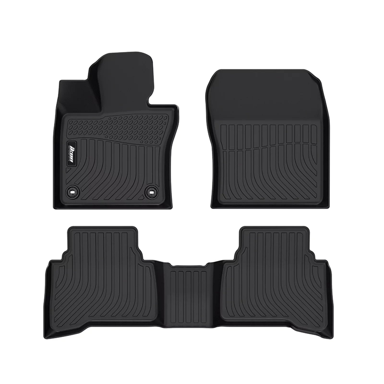 Ikon Motorsports Floor Mats & Trunk Mat Compatible With 2023-2024 Toyota Prius ; Black 3D Molded Carpets Liner 1st 2nd Row Front Rear Pad 4PC TPE Thermo Plastic Elastomer All Weather Protector