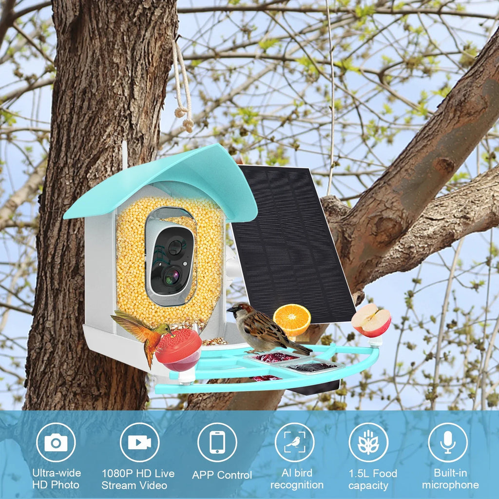 Pristin camera;Video Vico App WiFi Wireless Camera Resolution PIR AI Species Solar Powered Feeder Camera RUSUO Squirrel Proof feeders Camera 1080P Camera Wi-Fi 1080P Video
