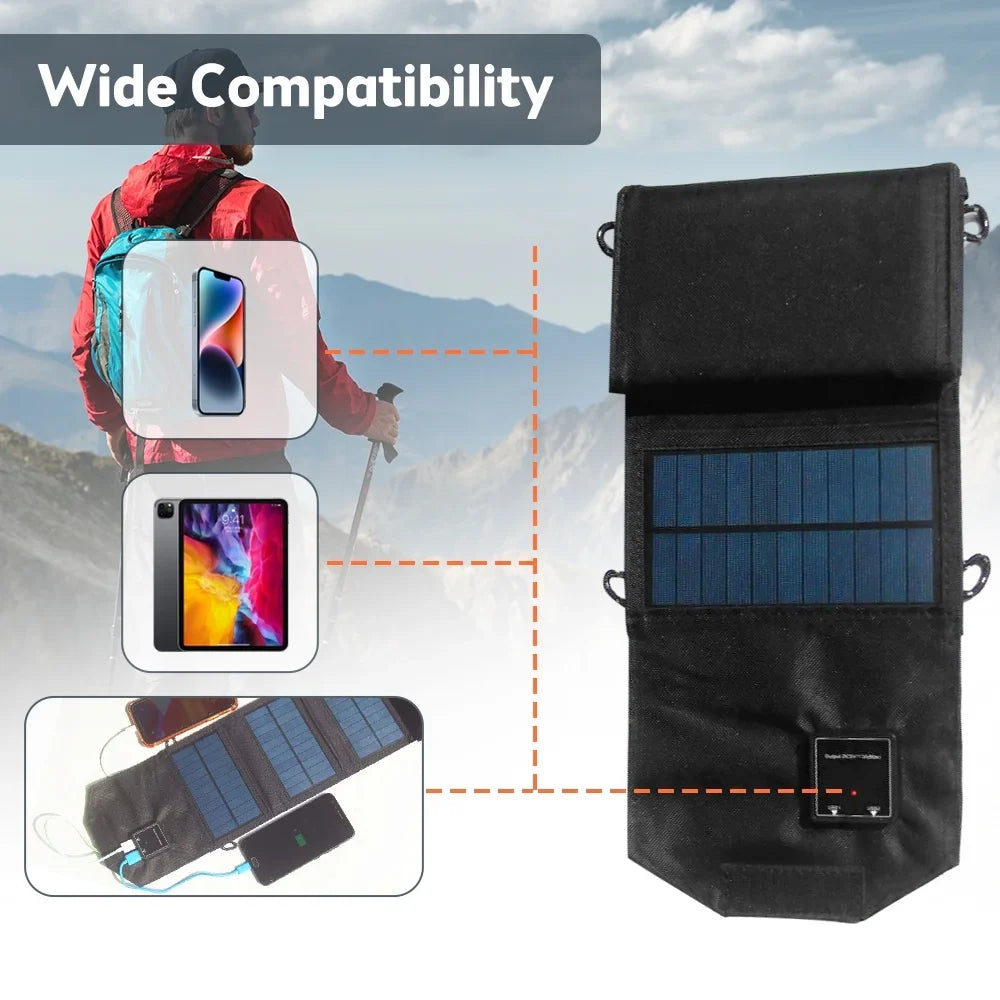 OWSOO 12W Foldable Solar Panel ; Dual USB Recharger for Camping Travel