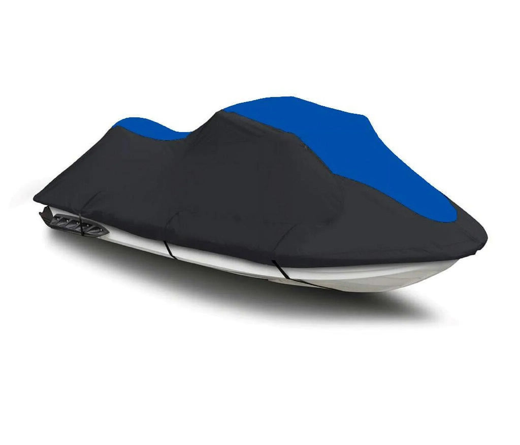 BLACK / BLUE HEAVY-DUTY; 600 DENIER Cover Compatible for Polaris SL 1050 1997 Jet Ski Trailerable Cover 1-2 Seater