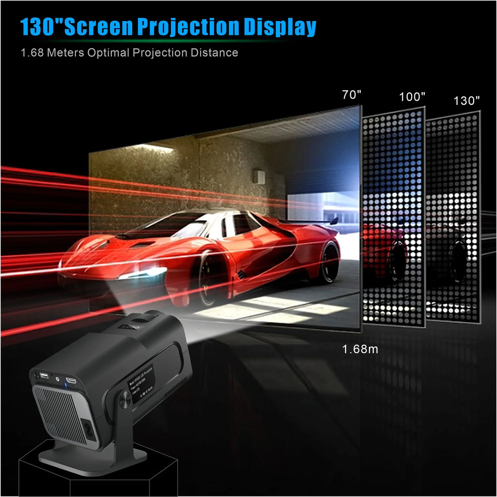 Yinzam HY320 Native 1080P Full HD Home Projector; 180 Rotating LED Android 11 5G WiFi 6 Bluetoth 5 Auto Keystone MAX 4K Projector