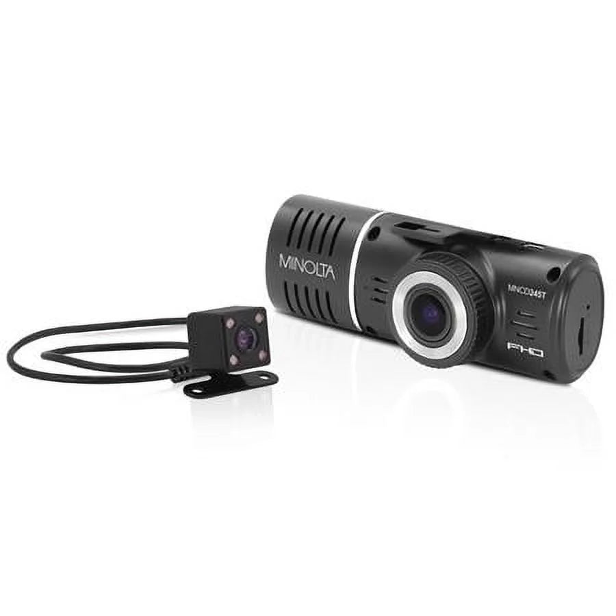 MNCD245T Full HD Front and Rear View 2.45" LCD Screen Dash Camera with 3-Channel Recording; Black
