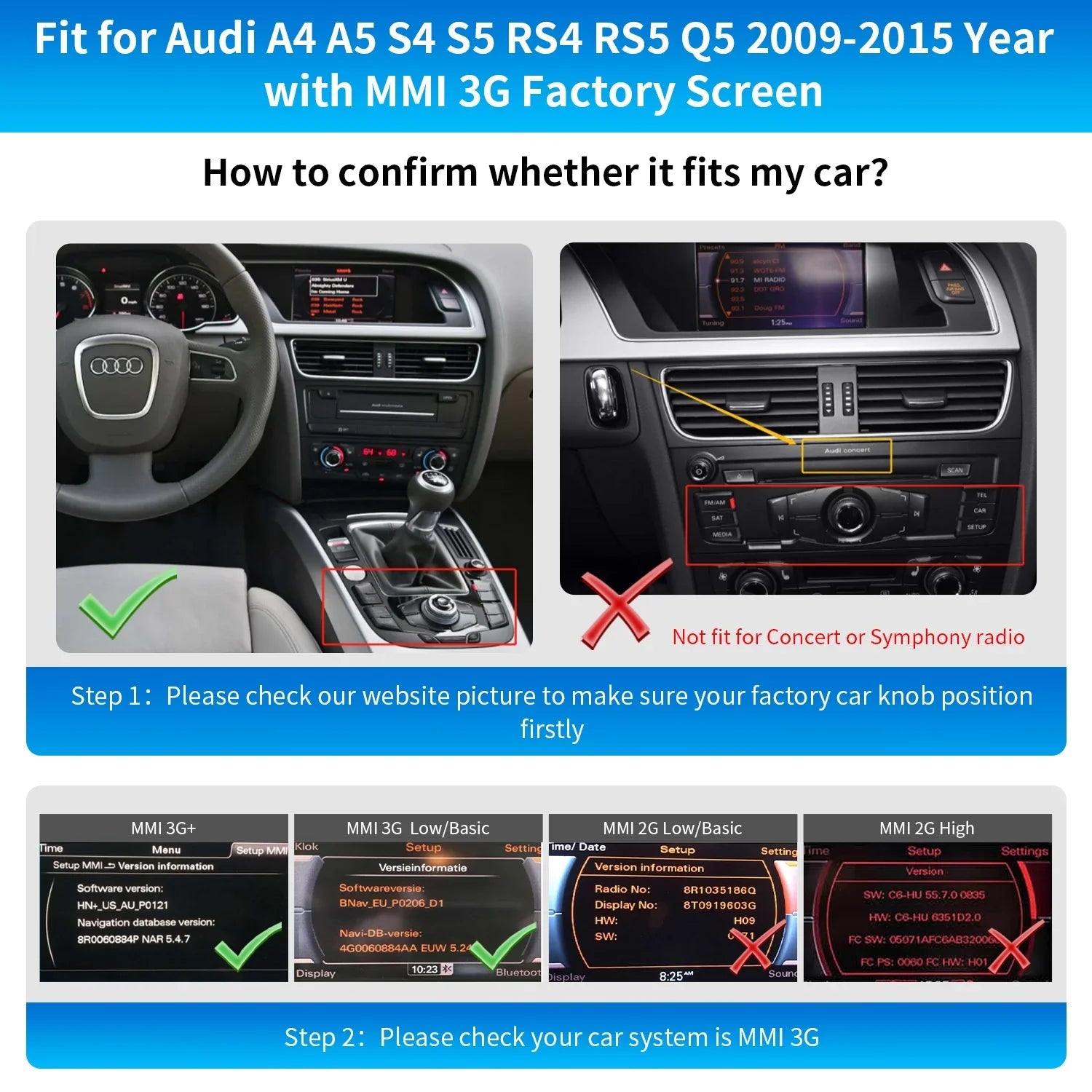 Ninetom Wireless Android Auto Carplay for Audi A4 A5 S4 S5 RS4 RS5 Q5 2008-2015 Support 3GMMI System;Carplay Retrofit Kit;Mirrorlink;Siri;Navigation;YouTube;Original Control;Camera
