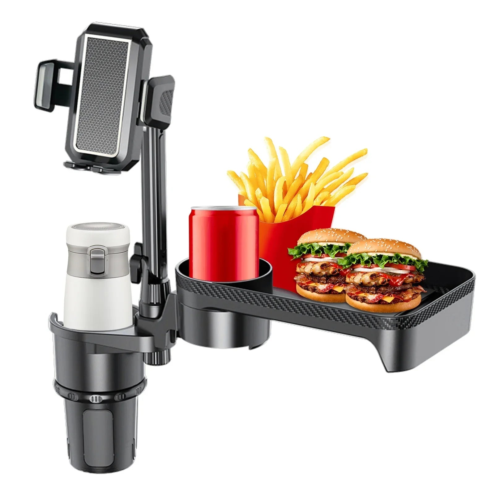 OWSOO Car Cup Holder; Multifunctional Expander with 360° Rotation Tray; Mobile Phone Holder; Adjustable Base; Auto Front Back Seat Organizer; Size S; Convenient for Car Travel