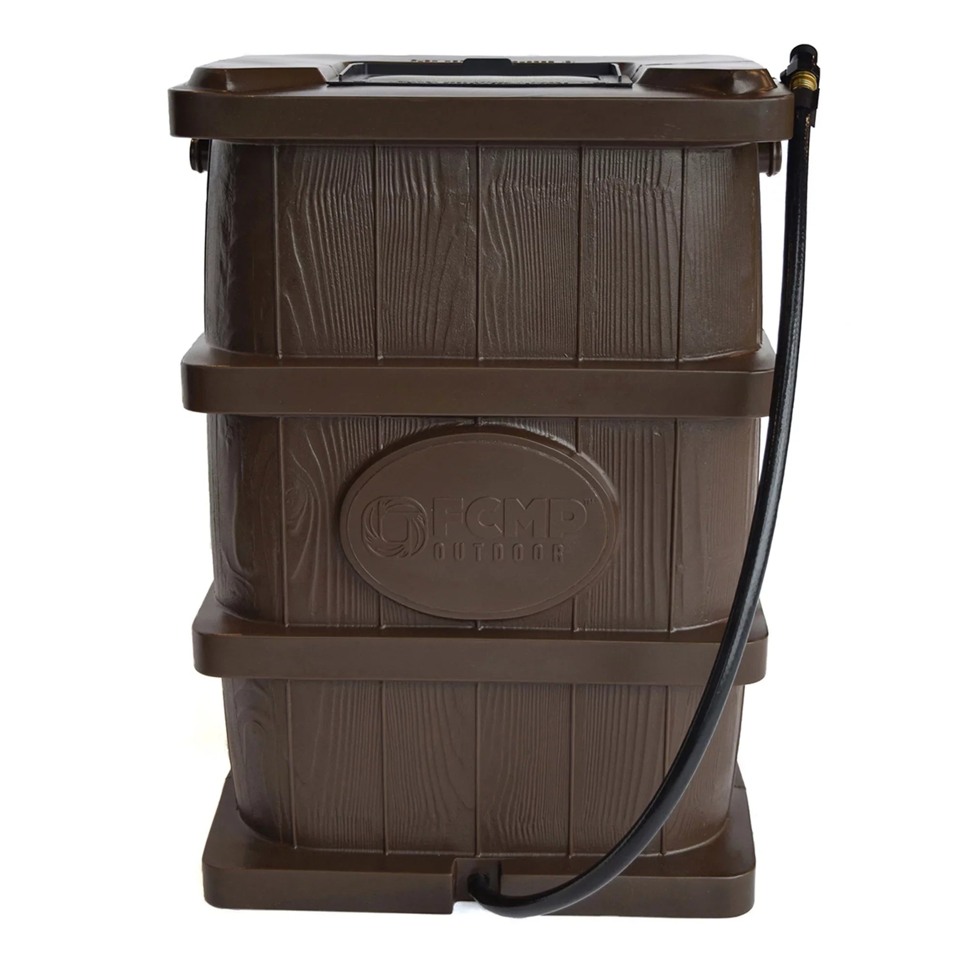 FCMP Outdoor WG4000 45 Gallon Wood Grain Rain Catcher Barrel; Brown