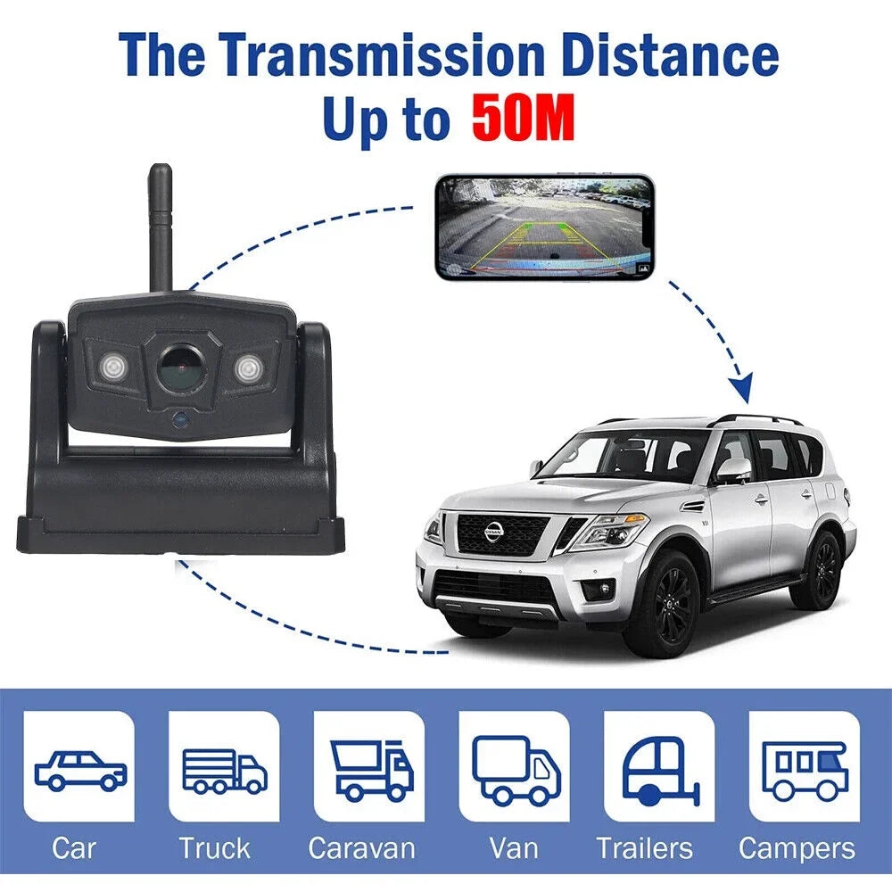 JahyShow Magnetic WiFi Wireless Backup Camera; Powerful 9600mAh Battery; Ideal for Front/Rear View