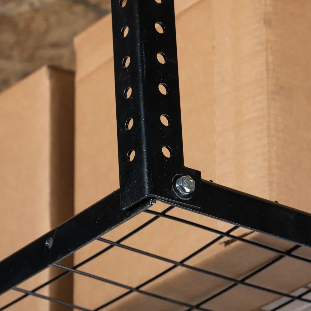 Titan Attachments 4' x 4' Overhead Garage Storage Rack; 20" to 41" Adjustable Height; Ceiling Mount Organization System; Metal Wire Grid with 500 LB Loading Capacity; Storage for Bikes Equipment Bins