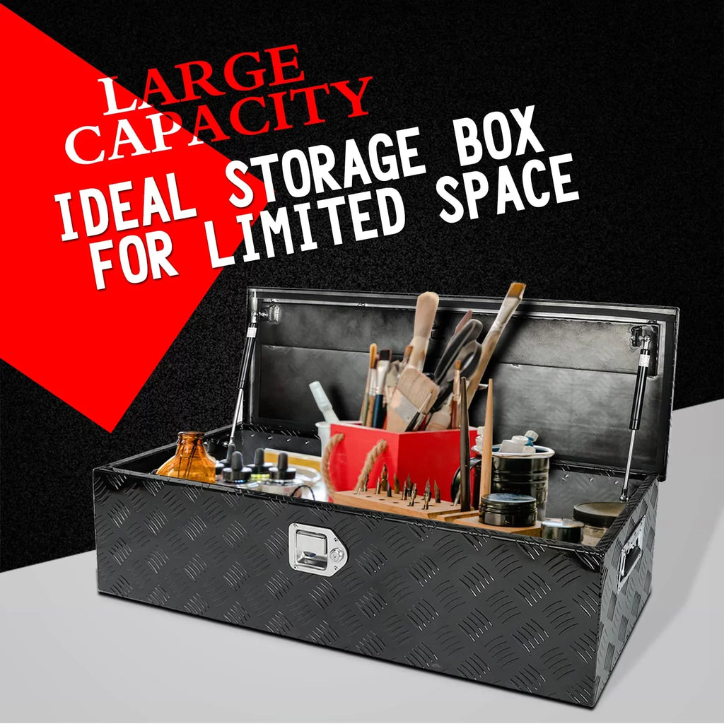 Confote 39 x 13 x 10 cmes Pick Up Truck Truck Bed Tool Box Trailer Storage Heavy Duty Aluminum; Lock and Keys; Liquidproof; Black