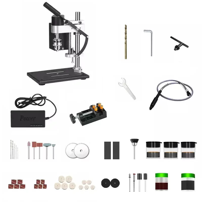 CJC Motor Desktop Bench Drill; Wood Jewelry Metal Plastic Procession; 7-Speed Adjustable Punching Apparatus