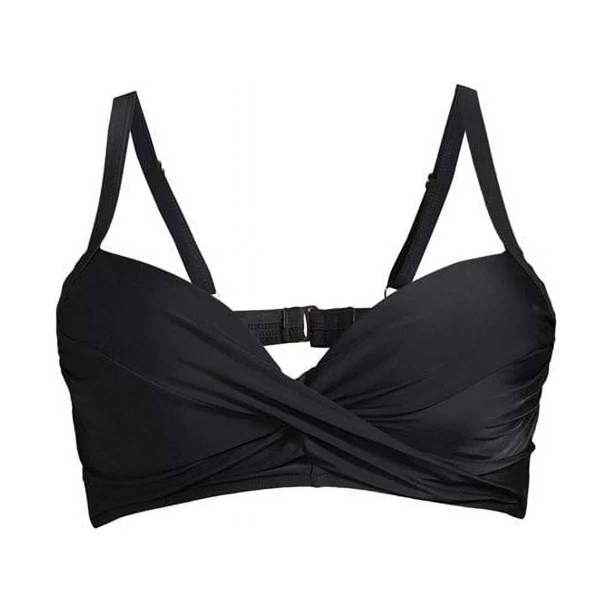 Nicole Miller BLACK Twist Front Bikini Top + Hi Waist Shirred Bottom 2Pc S