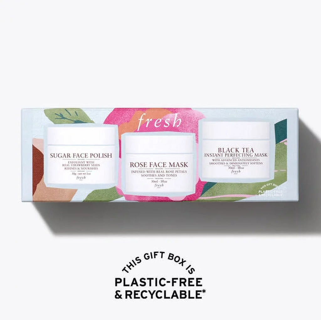 Fresh Face Mask Essentials Gift Set; Facial Masks: Sugar Face Polish; Rose Face Mask; Black Tea; Advanced Antioxidants (Gift Set; 3 Pack) *EN