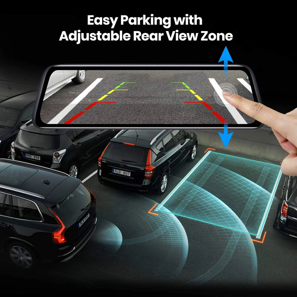 AUTO-VOX Mirror Dash Cam Front and Rear View Mirror Dual Camera 9.35'' Full Touch Screen 1080P Super Night Vision Car Backup Camera for Driving Safety