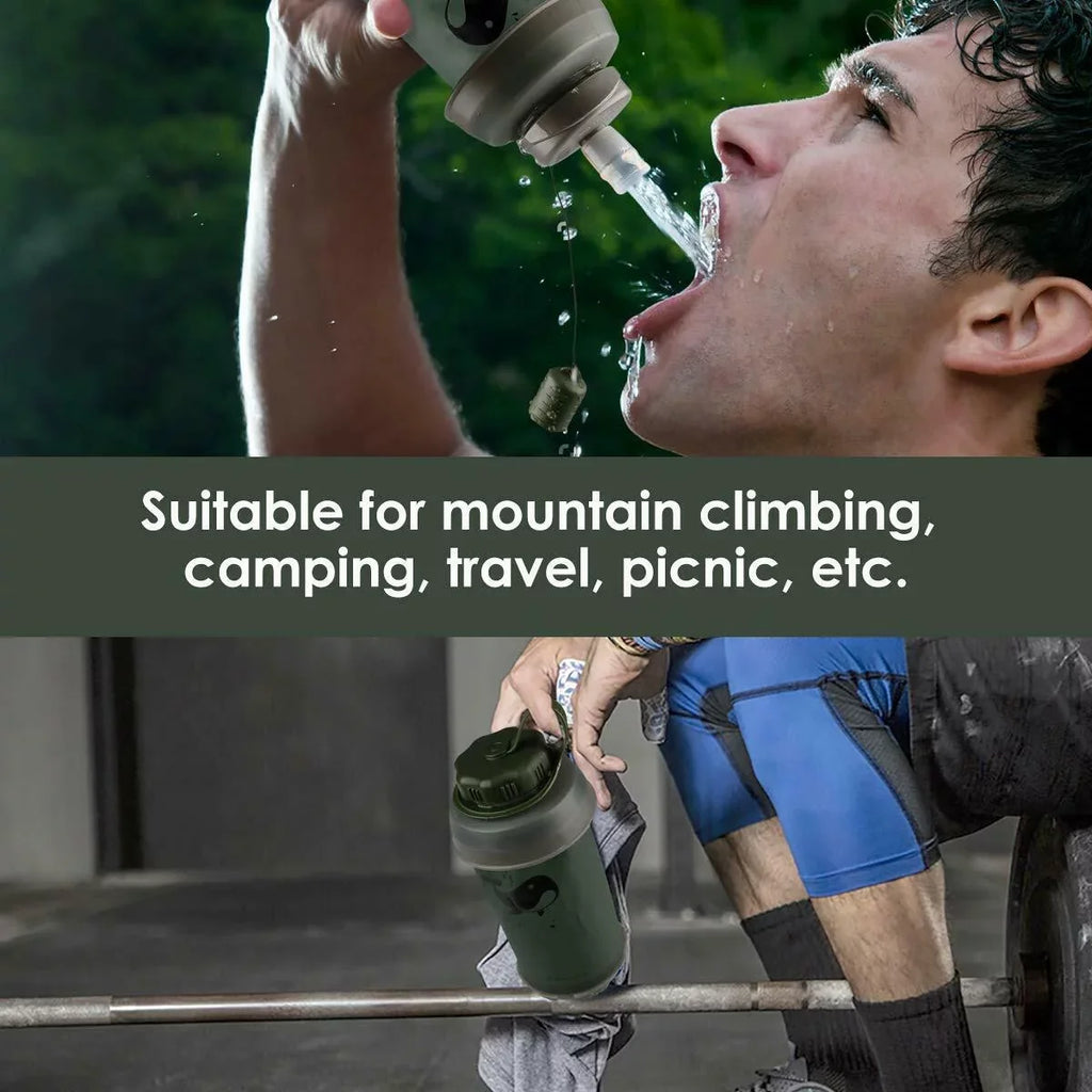Outdoor Sports 750ml Hollow Fiber UF Collapsible Purifier Filter Bottle