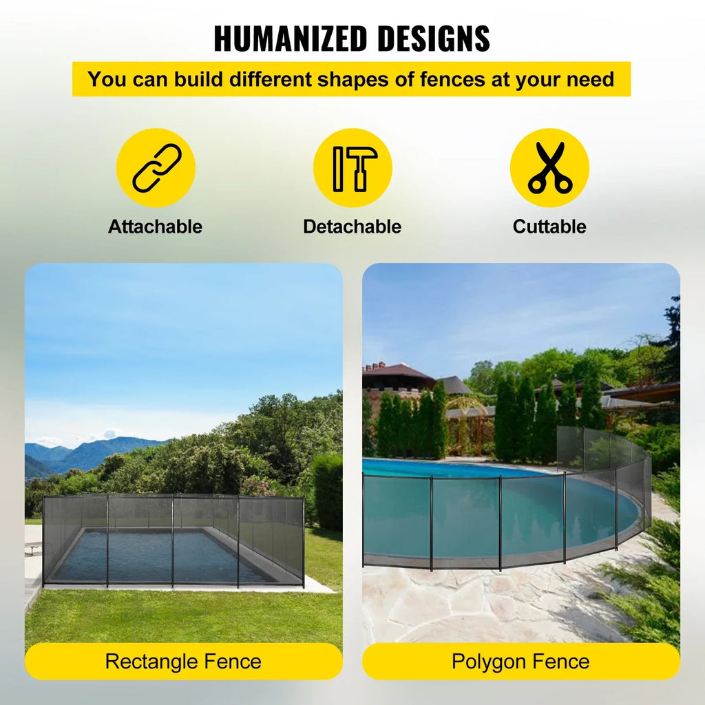 Pool Fencing Mesh; 4 x 12 ft Swimming Pool Fence; 1000D Fabric Removable Pool Fence with Aluminum Poles and Foot Tubes; Breathable Pool Fences for Inground Pools for Security and Privacy