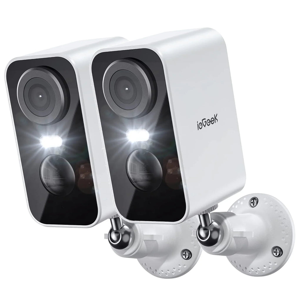 ieGeek; Wireless Security Camera; Outdoor; WiFi; Battery Powered; 2K Color Night Vision; Spotlight & Siren Wireless Camera; 2 Pack