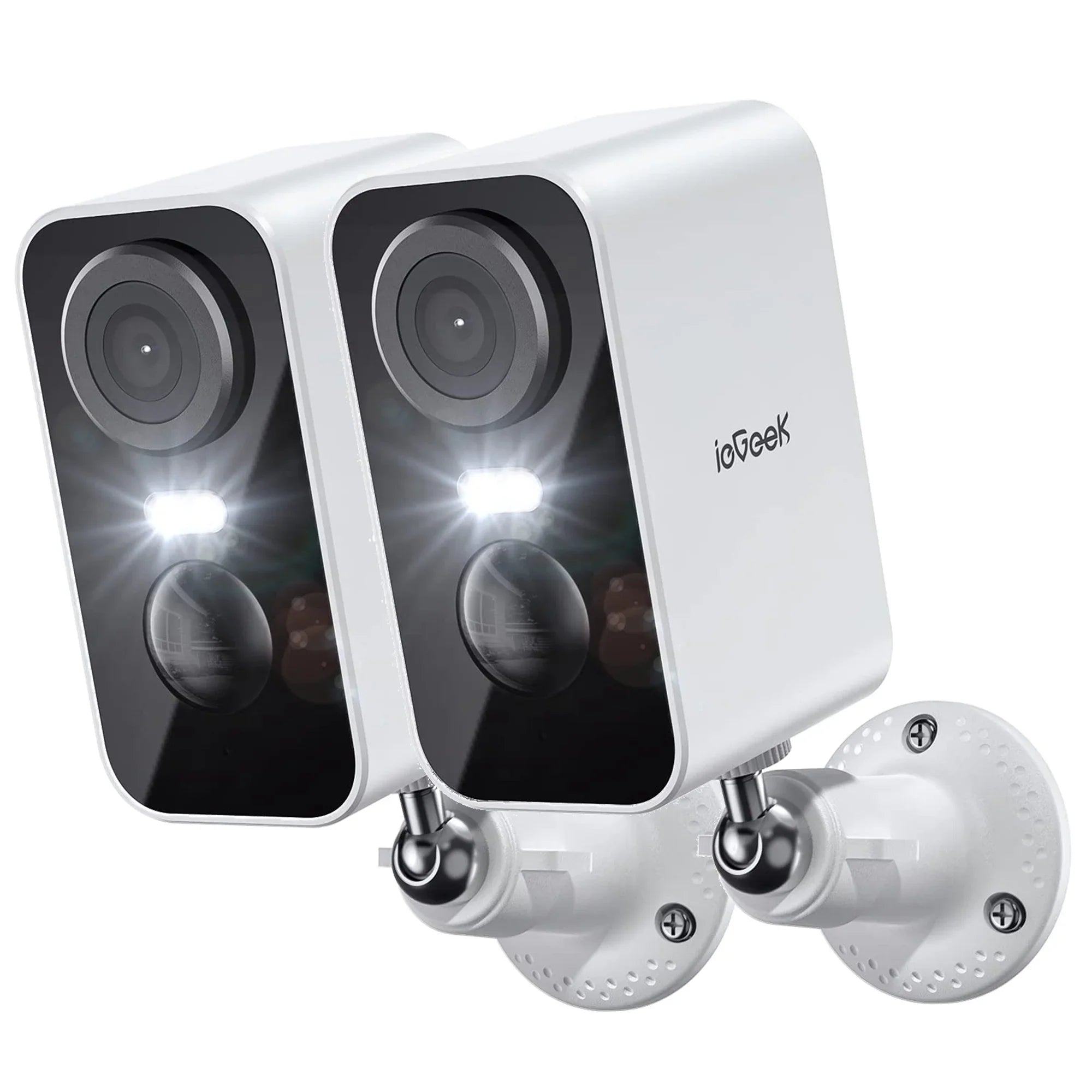 ieGeek; Wireless Security Camera; Outdoor; WiFi; Battery Powered; 2K Color Night Vision; Spotlight & Siren Wireless Camera; 2 Pack