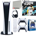 Sony Playstation 5 Disc Version (Sony PS5 Disc) with White Extra Controller; Headset; Media Remote; MLB The Show 21; Accessory Starter Kit and Microfiber Cleaning Cloth Bundle