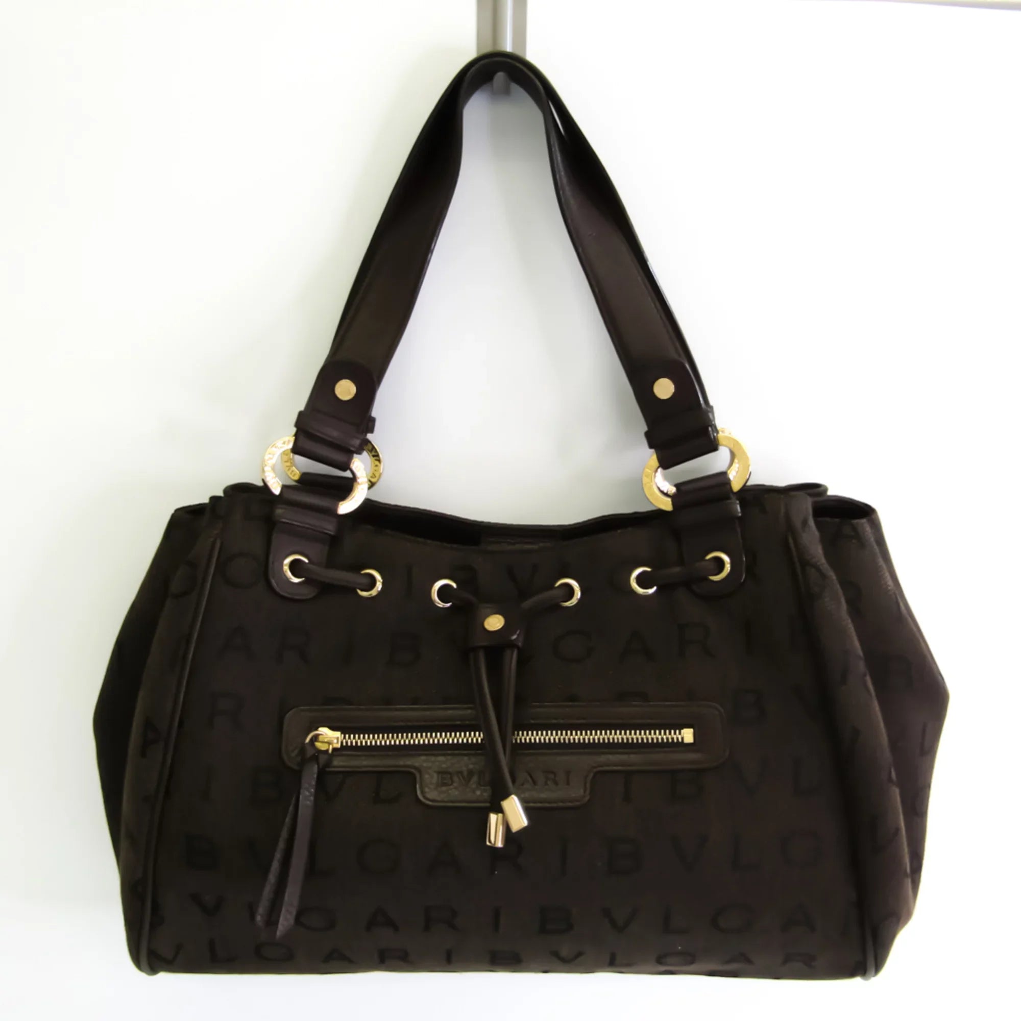 Pre-Owned Bvlgari Logomania Women's Canvas Handbag;Tote Bag Brown (Good)