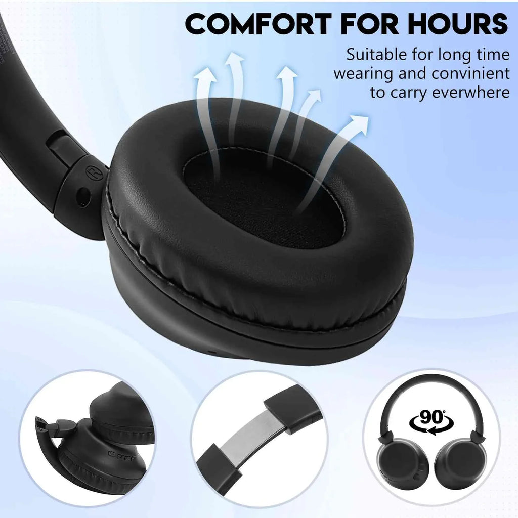 UrbanX UX35 Wireless Bluetooth Stereo Earphones with High Resolution Audio; Deep Bass; Superior Comfort Over The Ear Headphones with Mic for QMobile Energy X2 Phone Call Support