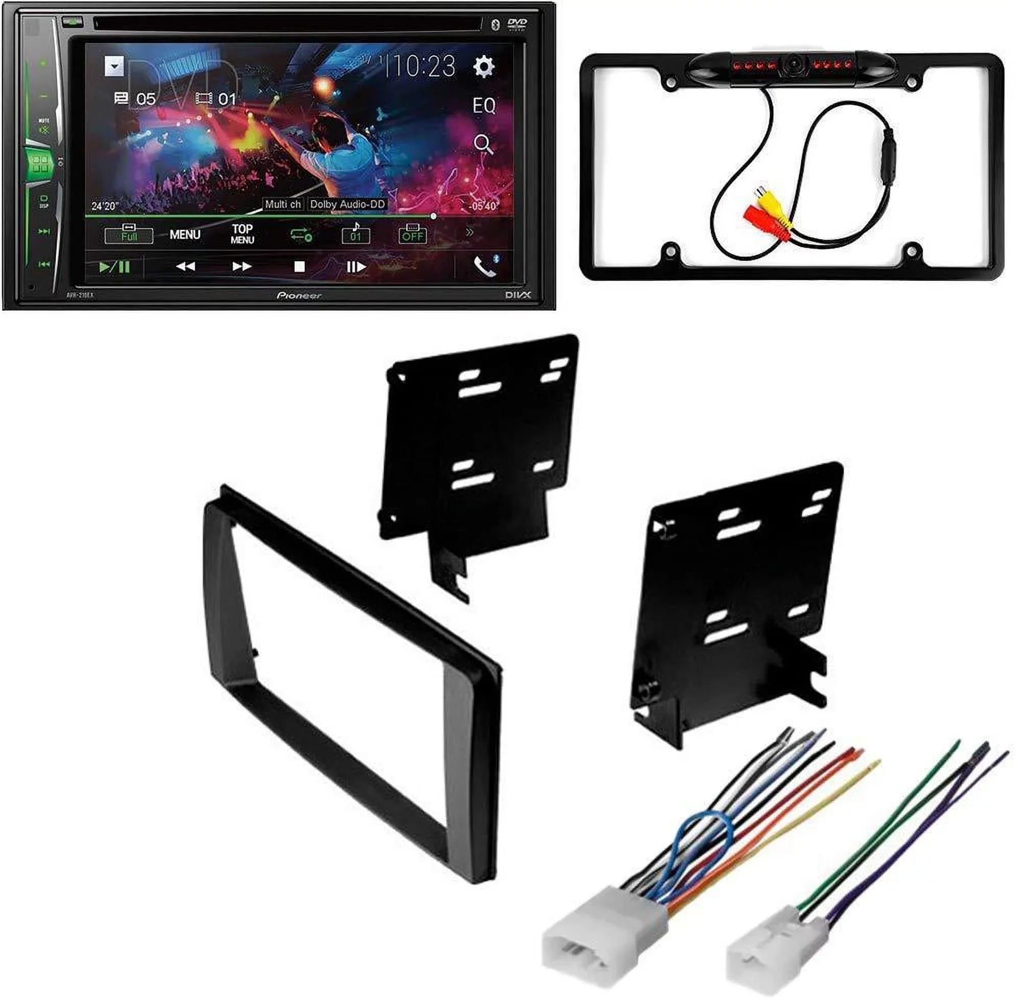 KIT4942 Bundle for 2003-2009 Toyota 4Runner Limited W/ Pioneer AVH-241EX Double DIN Car Stereo with Bluetooth/Backup Camera/Install Kit/in-Dash DVD/CD AM/FM 6.2" Touchscreen Digital Media Receiver