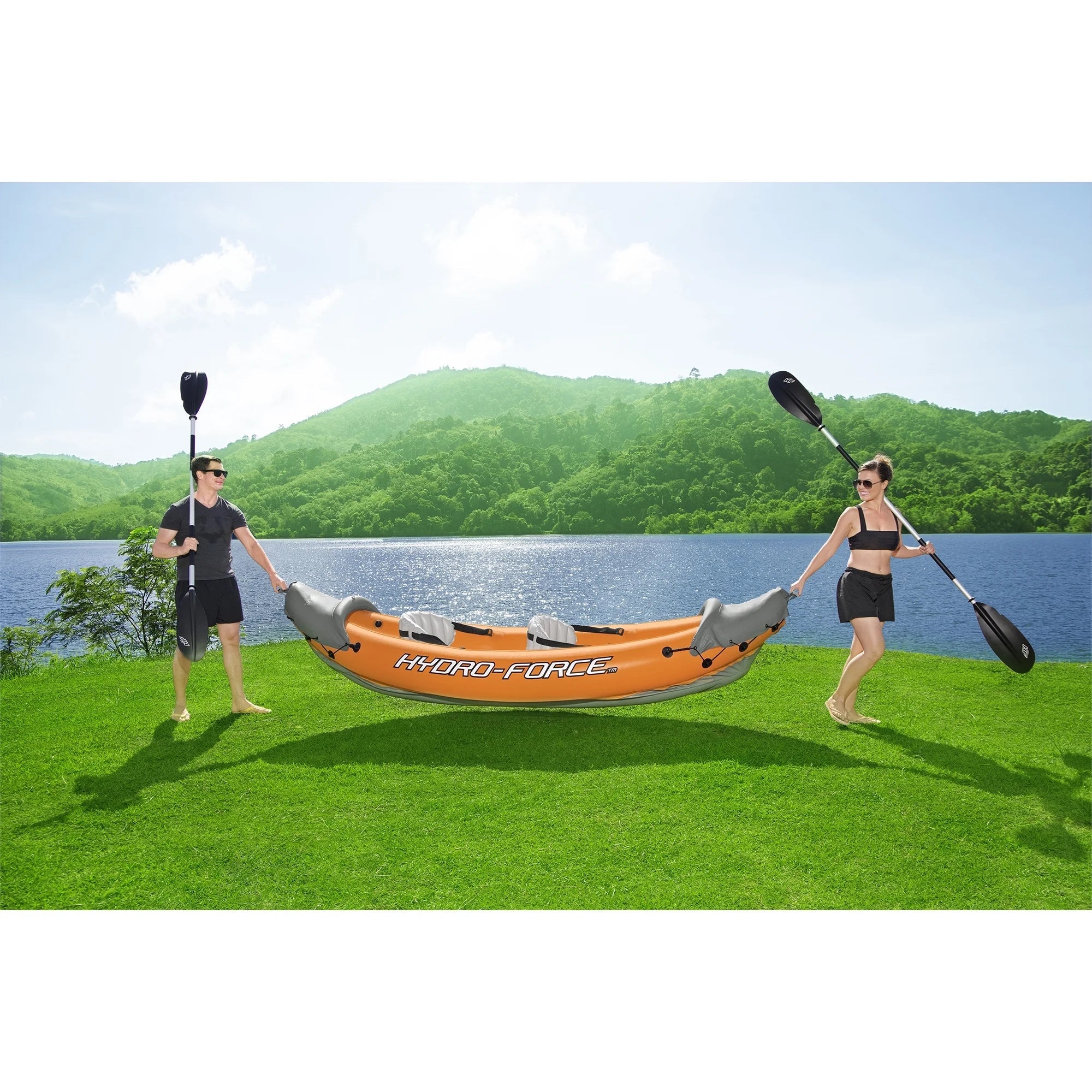 Bestway 126 x 35 cm Lite-Rapid X2 Inflatable Kayak Float w/Oars (2 Pack)