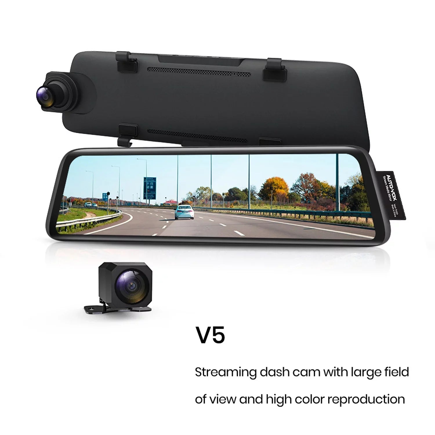 AUTO-VOX Mirror Dash Cam Front and Rear View Mirror Dual Camera 9.35'' Full Touch Screen 1080P Super Night Vision Car Backup Camera for Driving Safety