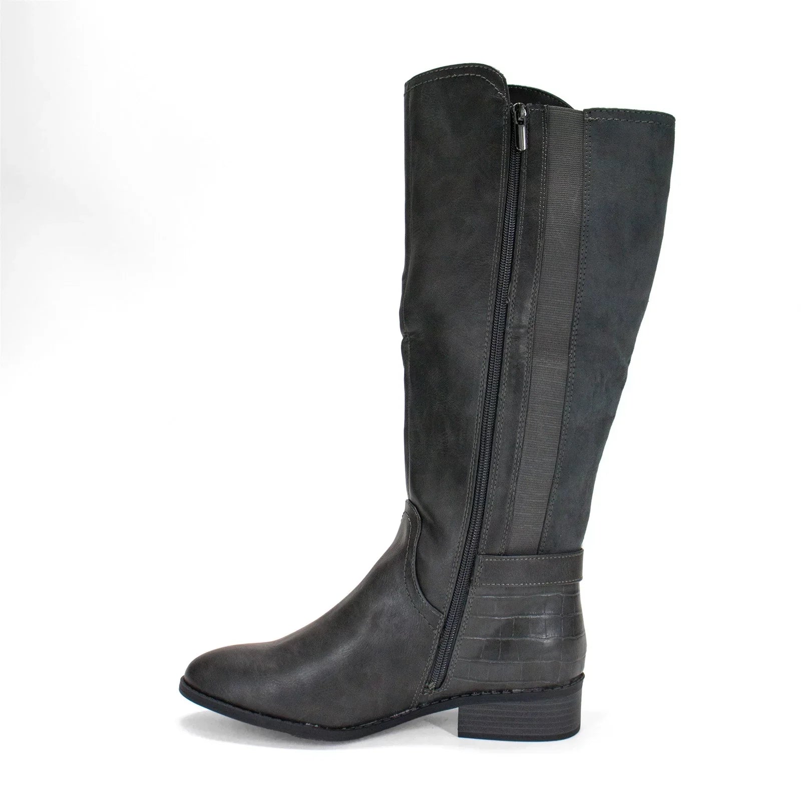 Karen Scott Women's Leandraa Extra Wide Calf Riding Boot; Grey;8 M US