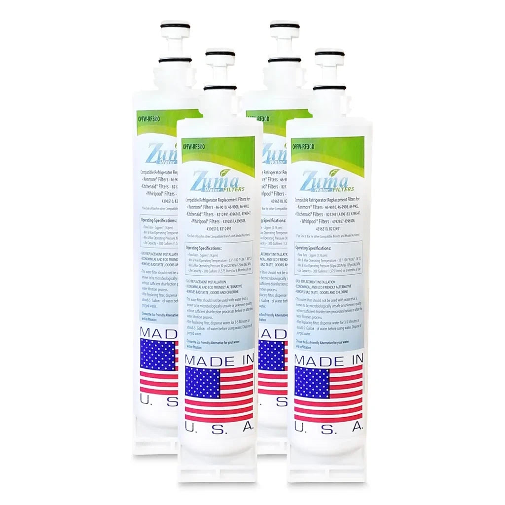 ZUMA Brand ; and Ice Filter ; Model # OPFW-RF300 ; Compatible with Whirlpool® 4392857 - 4 Pack - Made in U.S.A.
