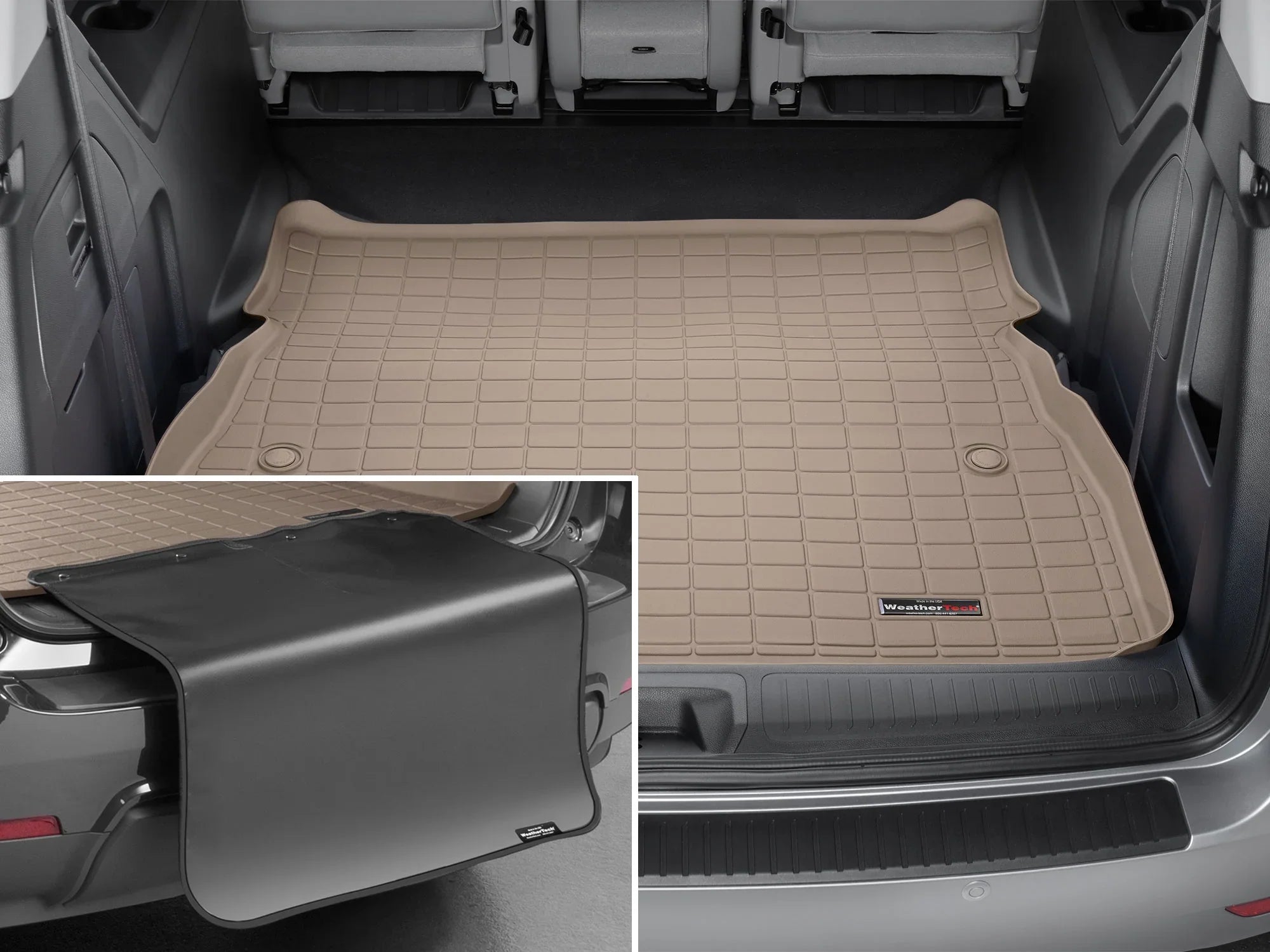 WeatherTech Cargo Trunk Liner with Bumper Protector compatible with 2018-2024 Honda Odyssey - Behind 2nd Row Seating With Bumper Protector; Tan