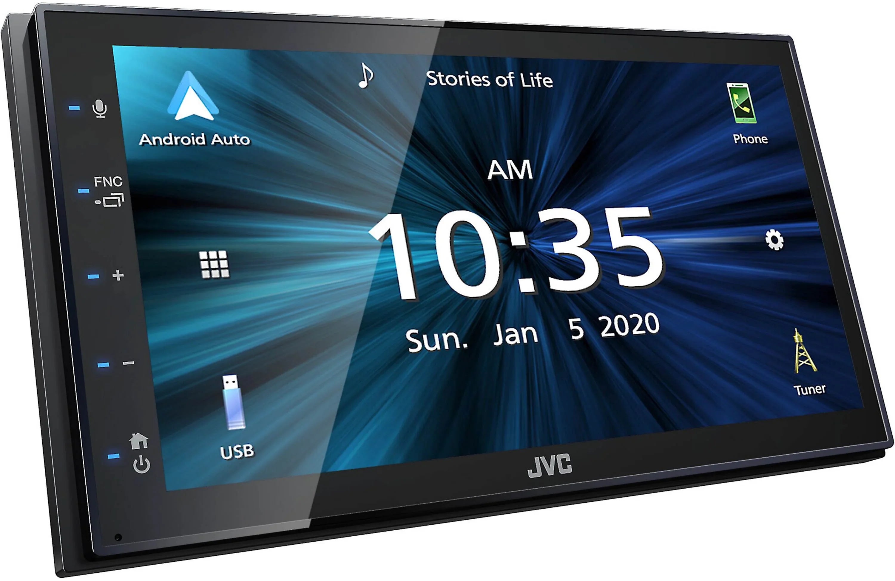 JVC KW-M56BT Digital Multimedia Receiver w/ fixed 6.75" Touchscreen Monitor+Absolute CAM870 Rearview Camera & Magnet Phone Holder