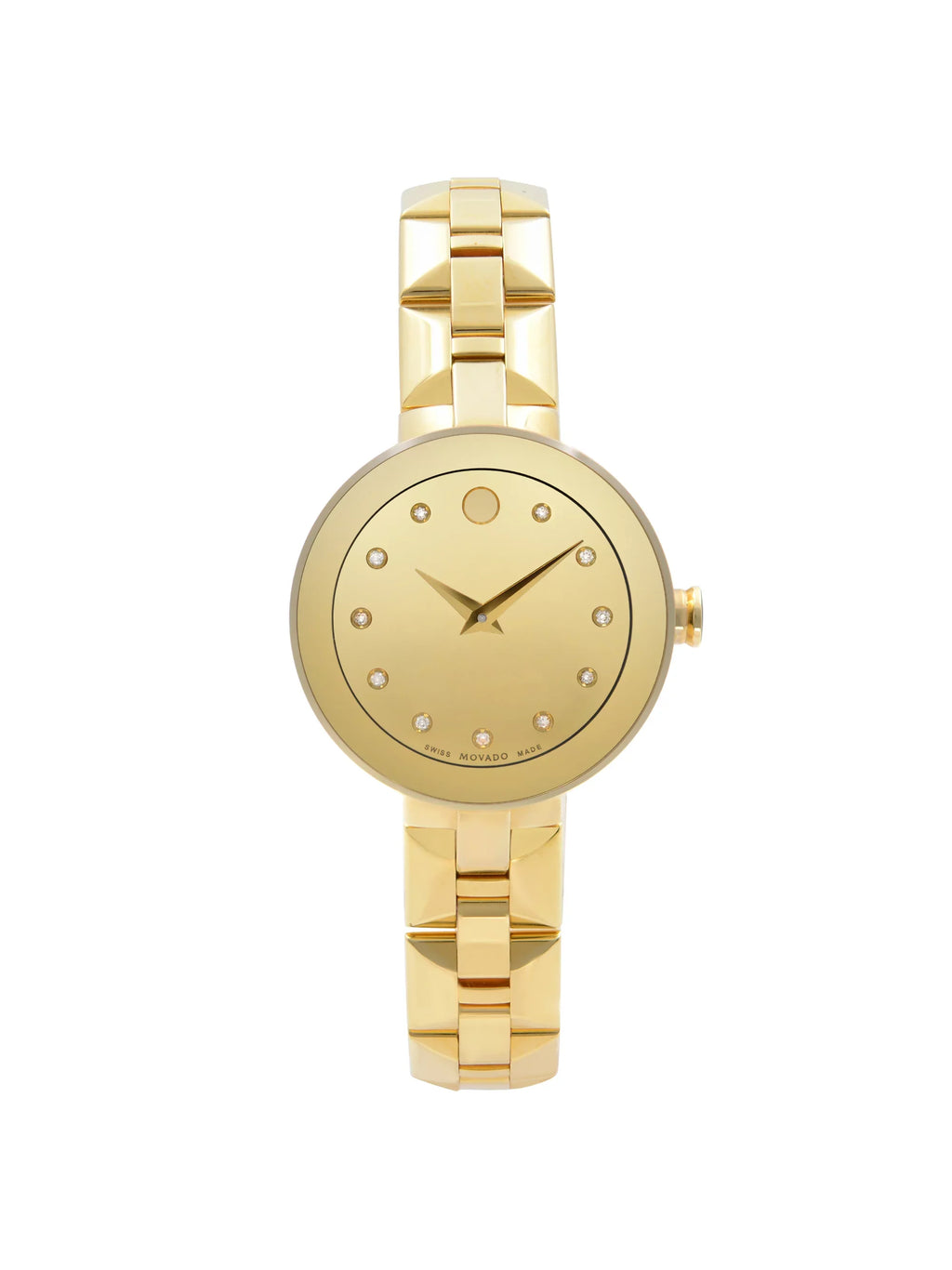 Movado Sapphire Steel Gold PVD Champagne Dial Quartz Ladies Watch 0606816