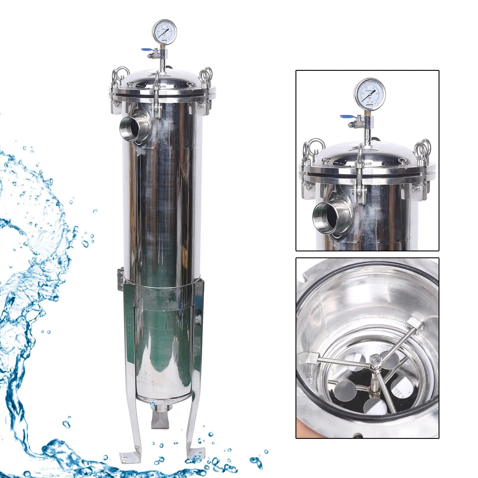 High Pressure Bag Filter Housing 2in NPT In/Out Stainless Steel 150PSI